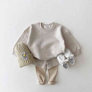 Koreanska baby kläder pojkar tjejer godis färg sweatshirts + pants 2st set set tracksuits casual mode barn barn kläder sätter y220310