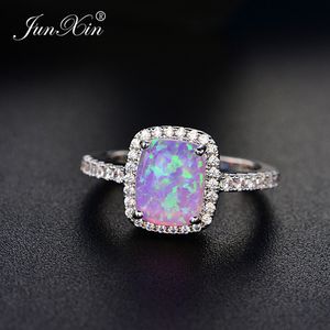 Simple Male Female Blue/White/Green/Purple Opal Stone Ring Vintage Wedding Engagement Rings For Men And Women