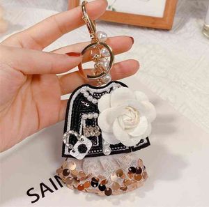 Handmade Bag Hanger Camellia Jacket Design Keychains Tassel Key Rins Gift Jewelry