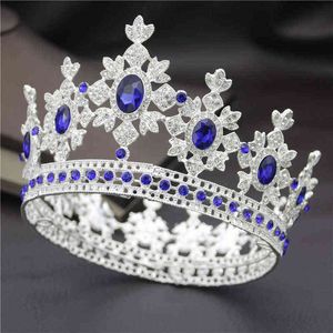 Moda Kraliyet Kral Kraliçe Gelin Tiara Kronlar için Prenses Diadem Gelin Taç Balo Parti Saç Süsler Düğün Saç Takı 211228