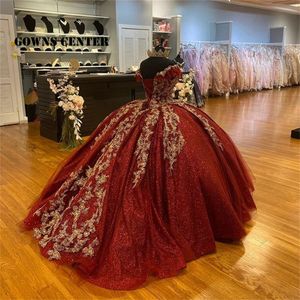Bourgondië Quinceanera Jurken Formele Prom Graduation Gowns Lace Up Corset Princess Sweet Jurk Vestidos Vestidos de Años