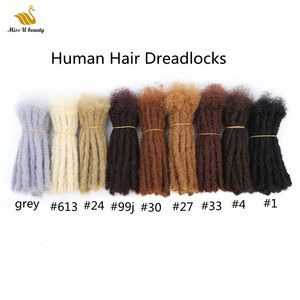 10 Stück Echthaar Dreadlocks CrochetHair Handgefertigte Haarverlängerungen 8-20 Zoll Schwarz Braun Blond 99j Grau Farbe