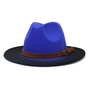 Cappello Fedora sfumato Donna Uomo Cappelli a tesa larga Donna Cappello di feltro Fedora femminile Uomo Berretto casual Maschile Top Caps Autunno Inverno Accessori moda Commercio all'ingrosso 2022