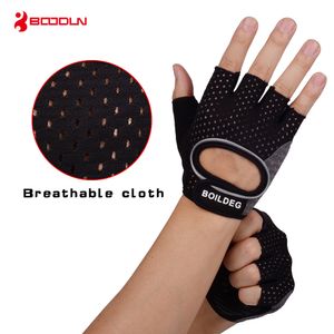 Boodun Weight Lifting Dumbbells Breathable Black Gloves Fitness Sport Gym Training Gloves Men Gloves Anti-slip Body Building Q0108