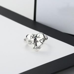 Anello di gioielli di design di lusso AMORE stile retrò fiore lettere di uccelli moda anelli d'argento alla moda Anelli di fidanzamento per feste da donna per uomo