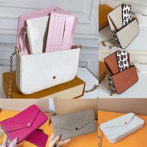 3piece مجموعات Luxurys حقائب اليد سلسلة الكتف حقيبة Pochette مصممي Crossbody أكياس فيليسي أزياء النسائية محفظة مصغرة
