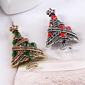 クリスマスの装飾の木のホッキョクルベアレディクリスマスギフト合金のラインストーンのブローチピンは女性と子供のスカーフバックルパーティーの装飾1