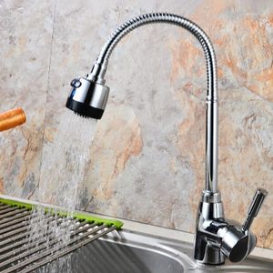 Kitchen Faucets Brass Deck Mounted Pull-down Swivel Spray Faucet Mixer Tap Free Deformation 360 Handheld Shower Tap1