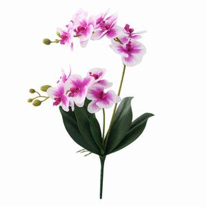 Presentes para mulheres JAROWN Flor Artificial Real Touch Látex 2 Ramo Flores de Orquídea com Folhas Decoração de Casamento Flores