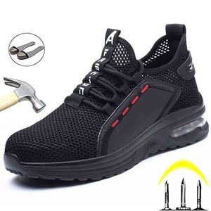 Men's Breathable Work Boots Anti-Smashing Steel Toe Safety Shoes Indestructible Knee-High Construction Sneakers Size 36-48