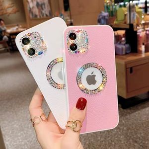 Senlancase Kamera Kristal Bling Glitter Deri Cep Telefonu Kılıfları Için iphone 13 Pro Max 12 Mini XR XS Max Kızlar Diamond TPU Çanta Kapakları