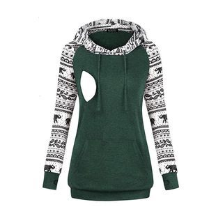 Infermieristica Felpa con cappuccio da donna manica lunga camicia allattamento al seno autunno inverno per l'alimentazione maternità gravidanza vestiti Plus Size LJ201125