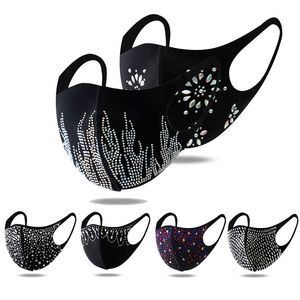 Fashion Bling Diamond Ansiktsmask Tvättbar Återanvändbar Cover Shield Paljetter Designer Shiny Party Masker individuellt paket