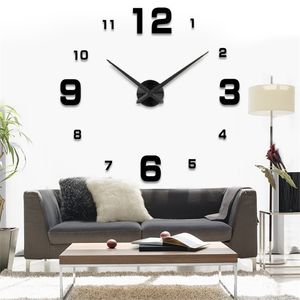 Fashion 3D 2019 new sale wall clock clocks reloj de pared watch 3d diy Acrylic mirror Stickers Quartz Modern Home Decoration LJ201211