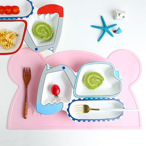 Cute Bear Silicone Placemats Table Napkins Kids Mats Pads Coaster Dish Protector Stand Decoration Dinner Kitchen Accessories T200703