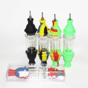 Hookahs Silicon Néctar Dab Palha Glass Bongs Com Titanium Nails 10mm Macho Silicone Rig Collector Tubos De óleo