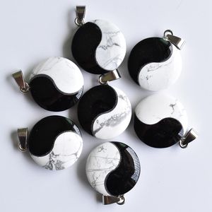 pedra natural tai chi yin yang encantos preto ônix branco pingentes turquesa para colar jóias fazendo