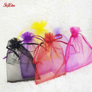 Opakowanie prezentów 50pcs /los 12x9 cm organza torebki ślubne torebki biżuterii Piękna torba 5z1