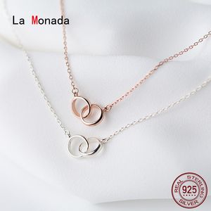 La Monada Circle Interlock Collane in argento sterling 925 per le donne Rotonda Collana a catena in argento 925 Gioielli da donna Donna coreana Q0531