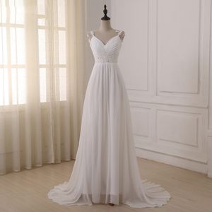 Jiayigong Beach Wedding Dress vestido de noiva In Stock Plus Size Spaghetti Straps Beading Chiffon Wedding Gowns Bridal Dresses 201114