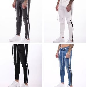 Destruído Buraco Rasgado Calça Alto Streetwear Hip Hop Mulher Branco Negro Azul Denim Jean Calças