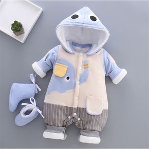 Newborn Baby Rompers осенью зима девушки малыша хлопок толстые бархатные милые комбинезоны для мальчиков Младенческая тепловая общая одежда LJ201023