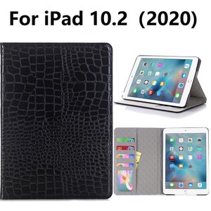 Krokodil Skin Printing Tablet Väska till Apple iPad 10.2 tum 2020 Tablet Luxury Protective Leaer Case Stativ Cover med 5 färg