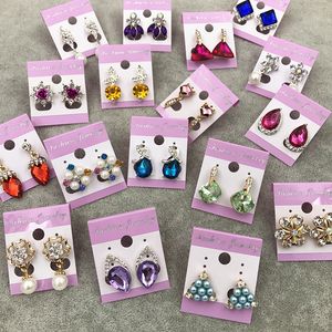 랜덤 믹스 스타일 50Pairs/Lot Gold Gem Fashion Earrings 도매 귀걸이 새로운 패션 보석 최고 품질 HJ198