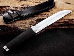 Ny utomhusmanöverlevnad Rak kniv VG1 San Mai Steel Drop Point Satin Blade Knives With Leather Mante