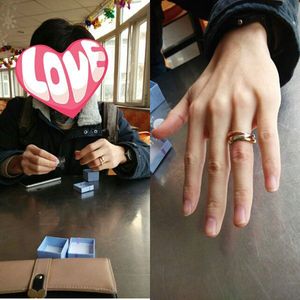 Titanium Steel Ring Gold Silver Rose Three Layers Trinity Rings for Women Girls Anillos Wedding Bands with bag on Sale