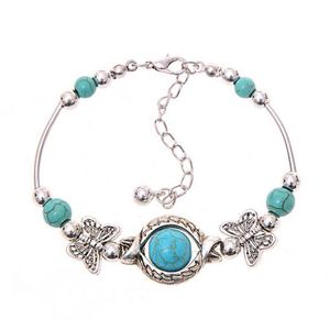 Armband Partihandel Mode Vintage Turkos Kvinnor Smycken Tillbehör Infinity Bohemian Silver Charm Armband