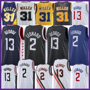 2021 Nueva camiseta de baloncesto Kawhi 2 Leonard Mens Paul 13 George Mesh Retro Reggie 31 Miller Victor 4 Oladipo Brown