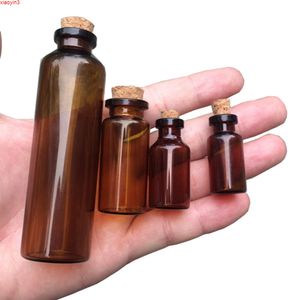 2ml 5ml 10ml 50 ml Amber glasflaskor med kork Tomma småbruna småburkar Mini-flaskor Behållare 100PCshigh QualTity