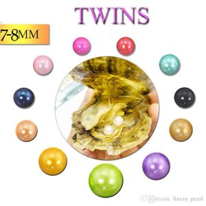 Akoya Twins Pearl Oyster new Round 7-8mm Colors Seawater natural Cultured in Fresh Oyster Pearl Mussel Farm Supply Surprise Wholesale