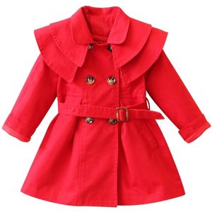 Nuovo di alta qualità 100% cotone ragazze cappotto manica lunga solido doppiopetto spolverino giacca tuta sportiva autunno primavera usura 2-7 anni LJ201125