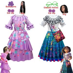 Anime Encanto Cosplay Isabela Madrigal Dress Girls Princess Mirabel Children Fancy Dress With Wig Costume Party Kids Cosplay 220314