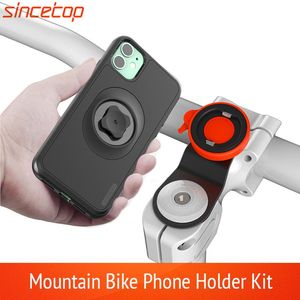 Mountain Bike Phone Holder för 11Pro X Max XR 8Plus 7 SE Cykelmonteringsfäste Clip Rotate Stand Kit med stötdämpad väska
