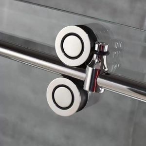 6.6FT Skjuttåg Duschdörr Twin Roller FrameLess Glass Track Hardware Set Kit Populär