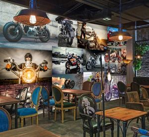 Пользовательские Фото обои 3D европейских и американских ретро Ностальгический мотоциклов HD Плакат Ресторан Бар Фон обои 3D