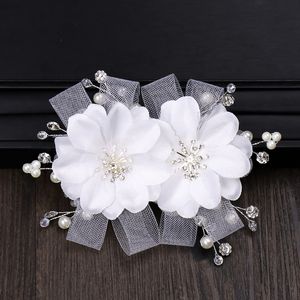 Headpieces mesh huvudbonad vit blomma hår prydnad bröllop klänning tillbehör brud tillbehör