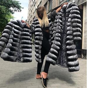 Kvinnors päls faux marknadsföring klassisk naturlig real rex coat varm chinchilla färg kvinnor hög kvalitet multi style jacka