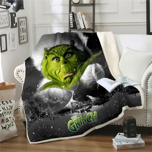 CLOOCL New How The Grinch Stole Christmas Blankets 3D Print Sofa Travel Throw Blanket Dreamlike Style Plush Quilt