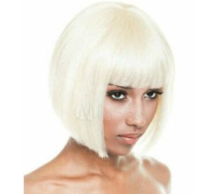 Kvinnors Bob Parykar Straight Syntetic Hair Wigs With Brunt Fringe