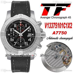 TF Night Mission 45 ETA A7750 автоматический хронограф мужские часы стальные чехол черный красный циферблат номер маркеров нейлоновый ремешок A13317101B1x1 часы секундомера PureTime D4
