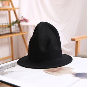 Fedora帽子の女性男性100％オーストラリアのウールフェルトワイドブリムビンテージジャズFedora HatカップルキャップウィンターチャップーフェムメC0123