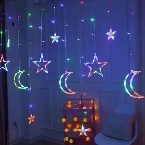 220V LED Stella Luna Palla Tenda Luce Albero di Natale Ghirlanda Stringa Luci leggiadramente all'aperto per la festa nuziale Decorazione natalizia 201204