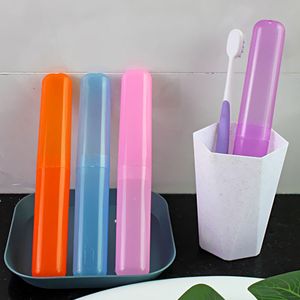 Godis färg resa plast tandborste förvaringslåda vandring camping bärbara färgstarka tandborstar hållare täcke fall