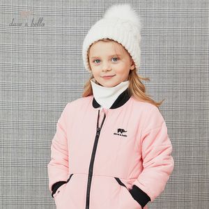 Dave Bella inverno bebê unisex moda carta zíper acolchoado casaco crianças tops infantil toddler outerwear lj201126