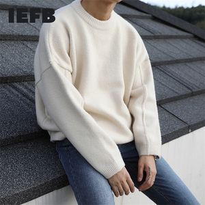 IEFB / Herrenbekleidung Pullover Herbst und Winter lose All-Match koreanischen Stil Vintage Oversize Kintted Pullover Rundkragen Pullover 201104