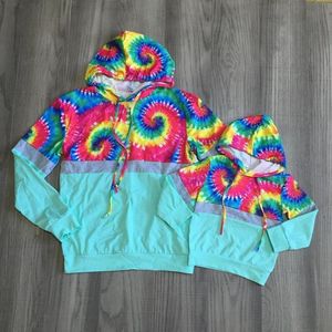 Girlymax Fall / Winter Baby Girls Mommy Взрослый Raglans бутик мяты галстук окрашенные гепард хлопок топ детская одежда капюшона детская одежда LJ201111